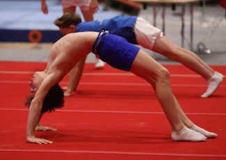 2023-12-10 Warm-up Men Poussines, Benjamines and Minimes Floor exercise at CGC Bettembourg 2023 (Martin Rulsch) 037