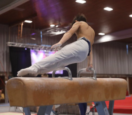 2023-12-10 Warm-up Men Poussines, Benjamines and Minimes Pommel horse at CGC Bettembourg 2023 (Martin Rulsch) 076