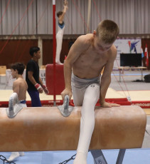 2023-12-10 Warm-up Men Poussines, Benjamines and Minimes Pommel horse at CGC Bettembourg 2023 (Martin Rulsch) 092